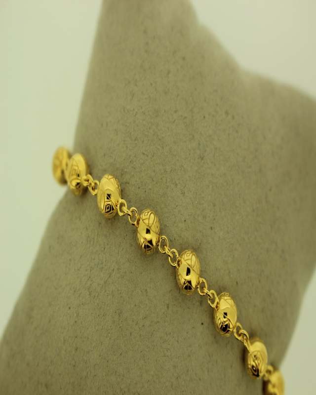 20K Engraved Mandala Bead Bracelet, 6mm